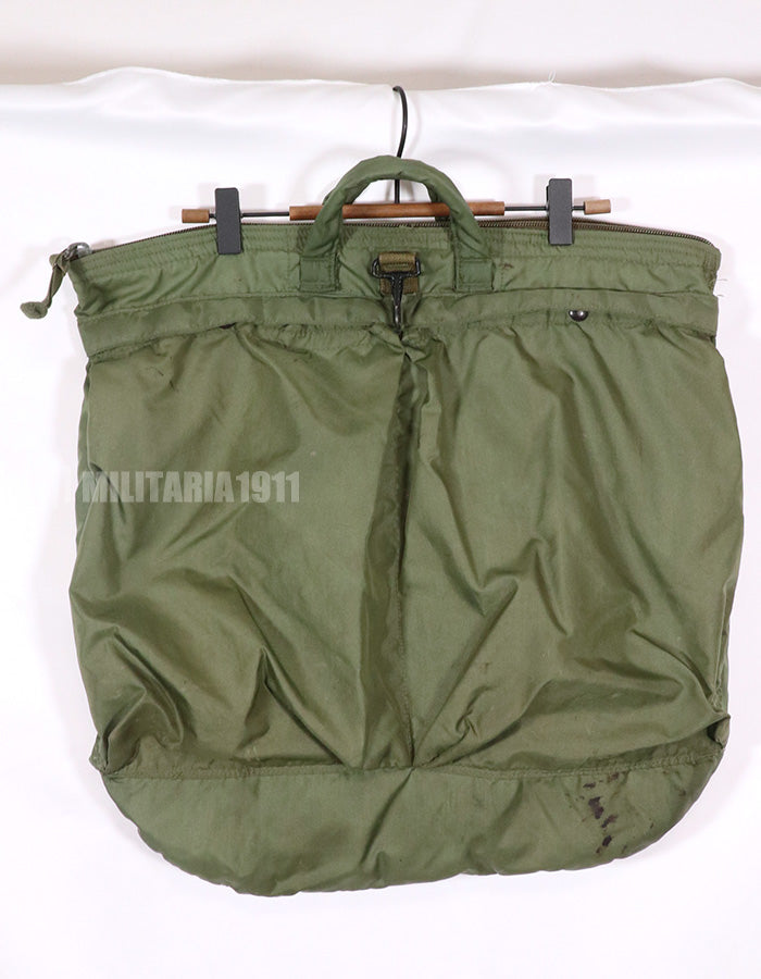 Original U.S. Military Made in 1991 Helmet Bag, Stained, Used.