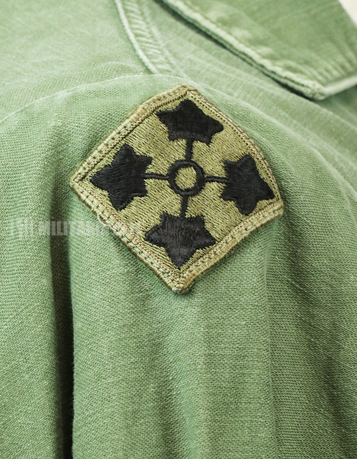 Original Utility Shirt OG-107, made in early 1970's wartime lot with US Army tape & unit patch