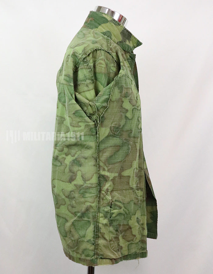 Original U.S. Army ERDL jungle fatigues, 1968 cotract, no size tag, stained.