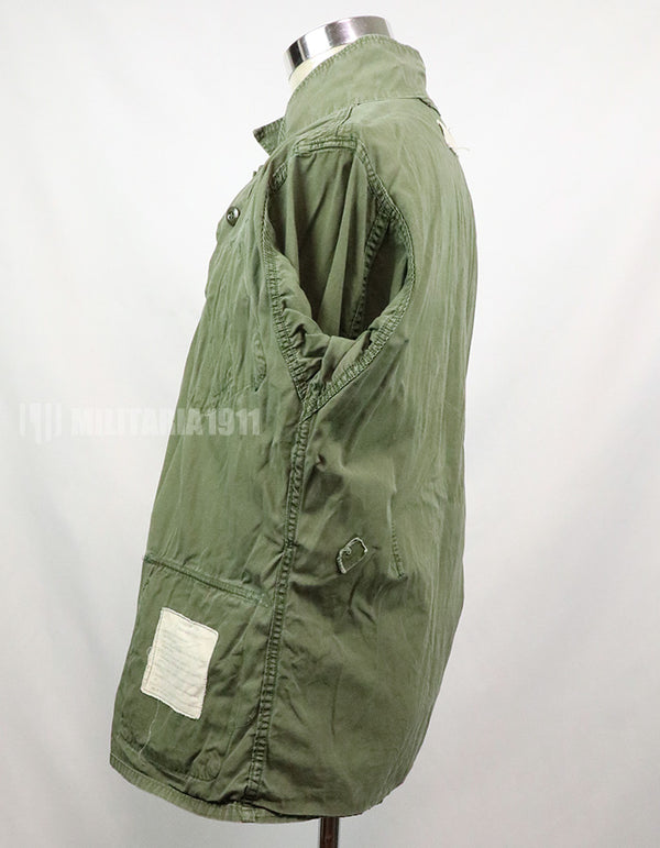 Real 2nd model jungle fatigues jacket, worn, scratched, faded.