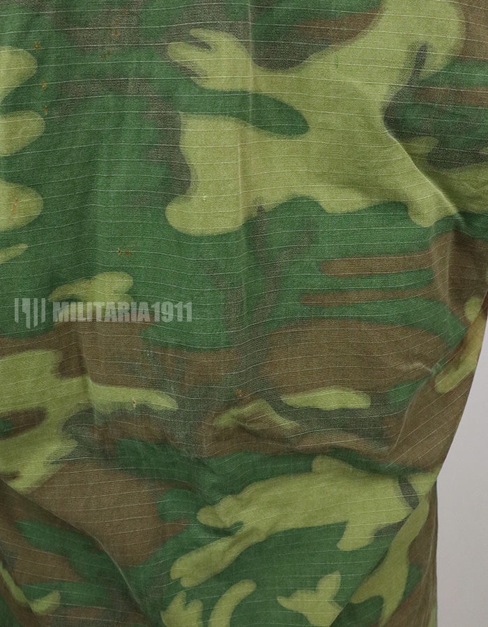 Original U.S. Army ERDL Jungle Fatigue Ripstop fabric, 1969, stained. Strong feeling of use