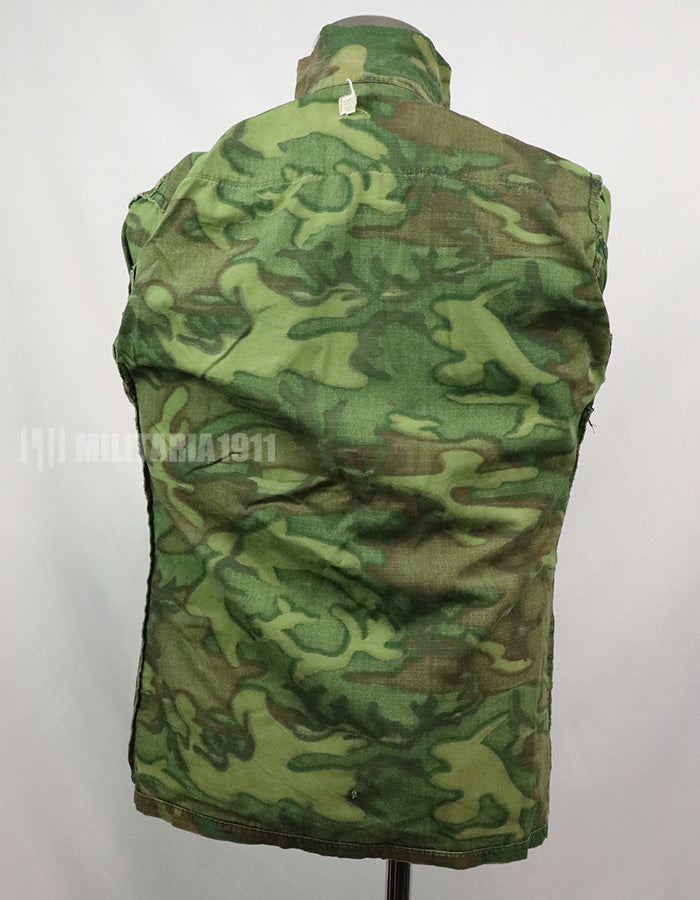 Original U.S. Army ERDL Jungle Fatigue Ripstop fabric, 1969, stained. Strong feeling of use