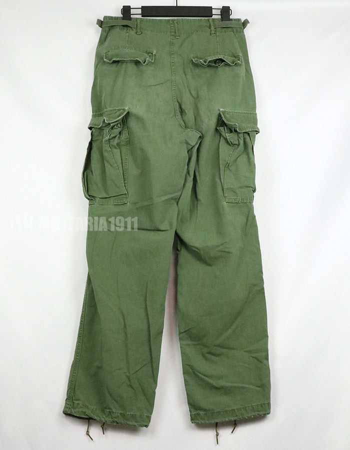 Original 2nd model jungle fatigues, non ripstop, worn, scratched, faded. Yes Used