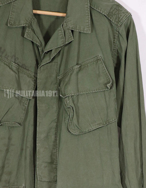 Real 2nd Model Jungle Fatigue Jacket, stained and scratched, missing buttons.